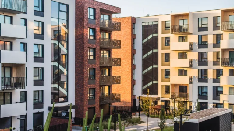 Modernas daudzdzīvokļu mājas, kas simbolizē izsolāmos īpašumus Aizkraukles novadā