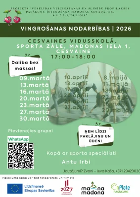 Cesvainē mainīts bezmaksas vingrošanas grafiks: kā pieteikties