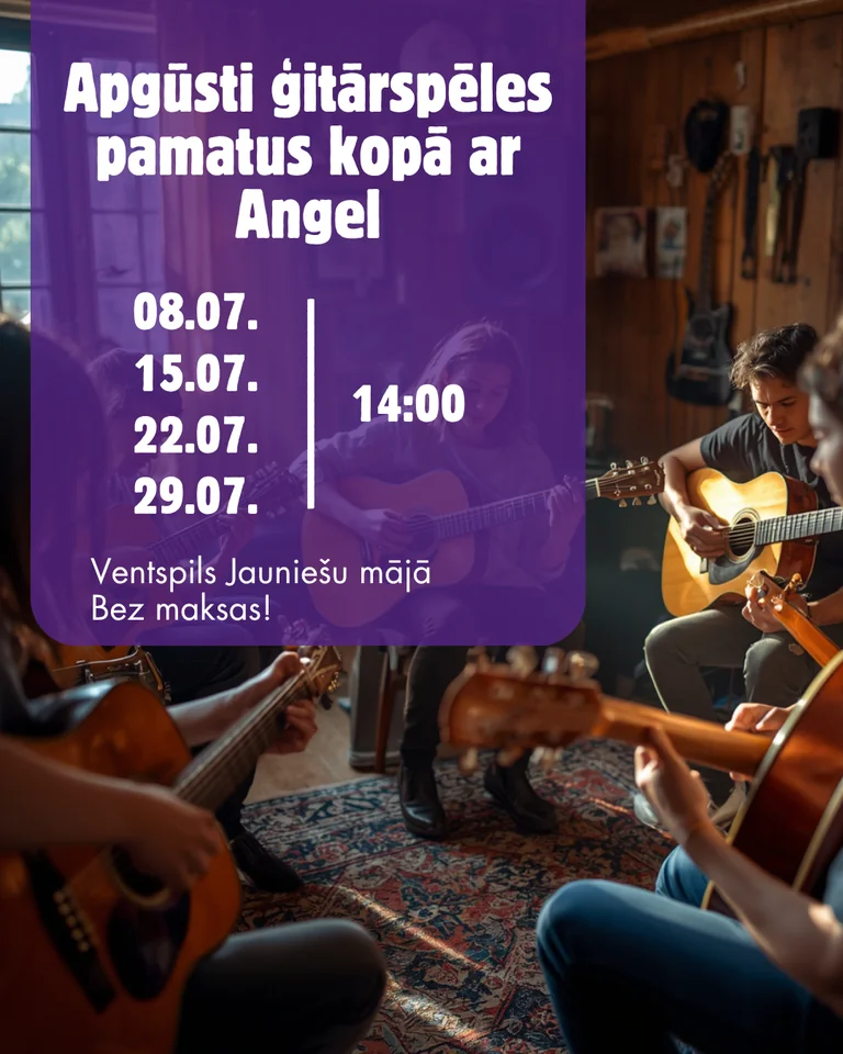 22. jūlijā Ventspilī ģitāru mācīs bez maksas