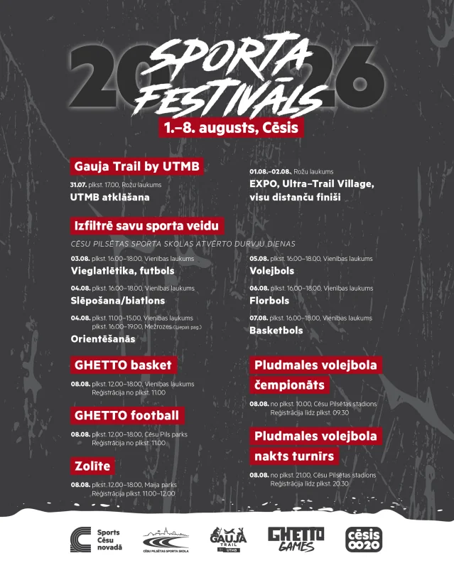 Cēsu Sporta festivāls no 31. jūlija: ko izmēģināt