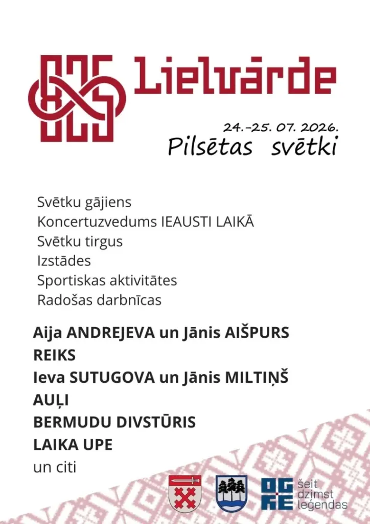 Lielvārdes pilsētas svētki 24.–25. jūlijā būs bez maksas: kas jāzina iedzīvotājiem