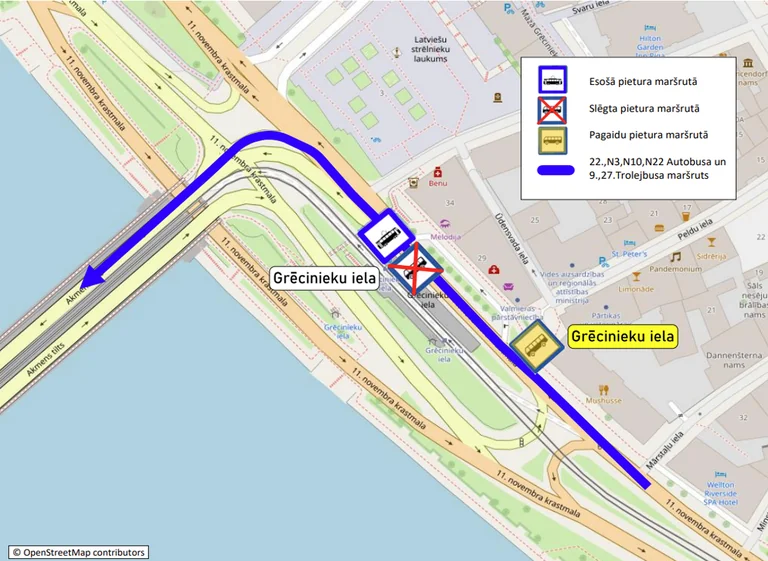 Rīgā sešu maršrutu pasažieriem mainīsies pieturvieta