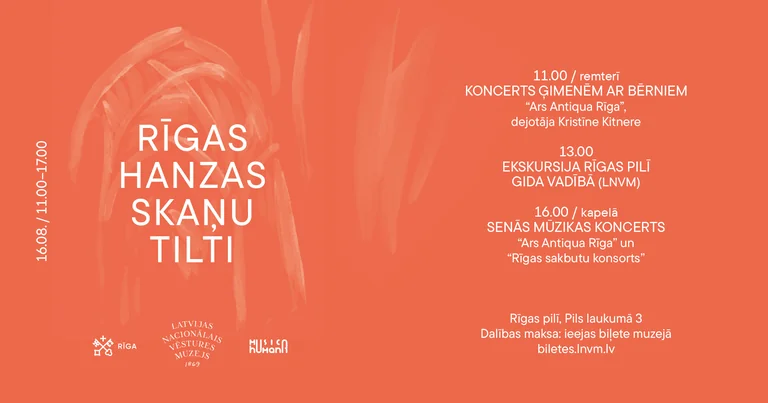 “Rīgas Hanzas skaņu tilti” Rīgā 16. augustā: trīs pieturas