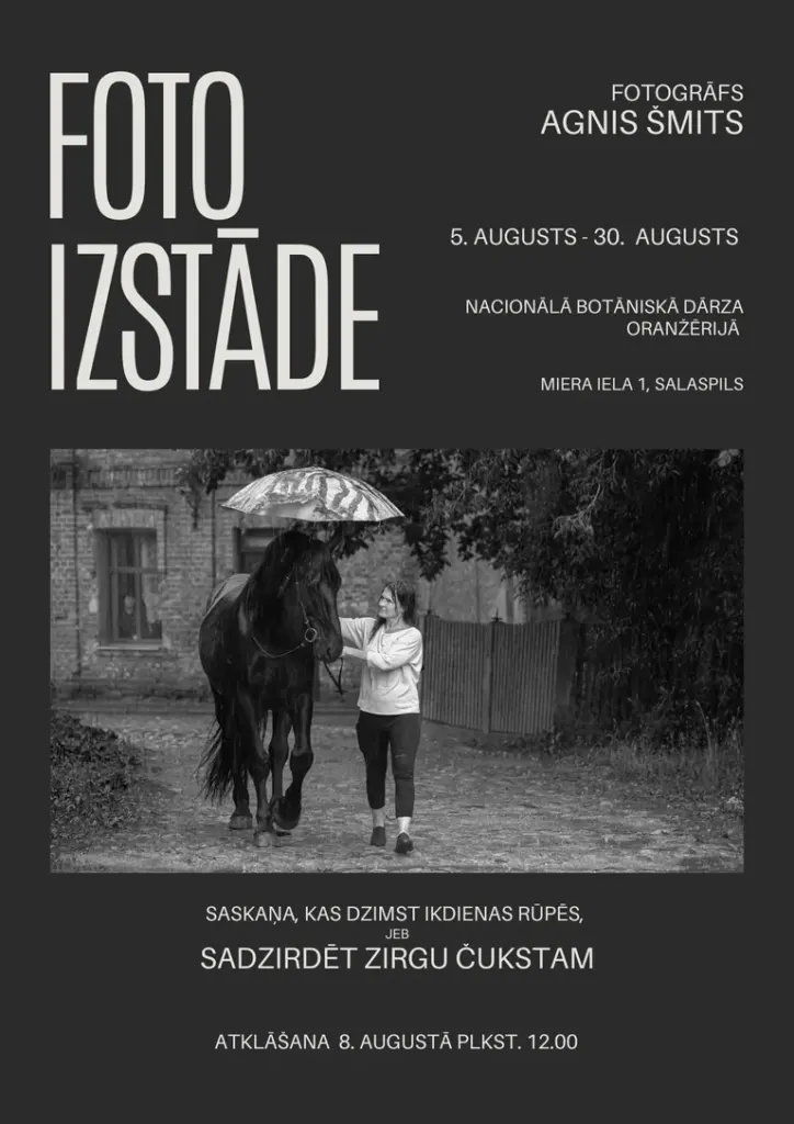 Salaspils 5.–30. augustā skatāma fotoizstāde “Sadzirdēt zirgu čukstam”